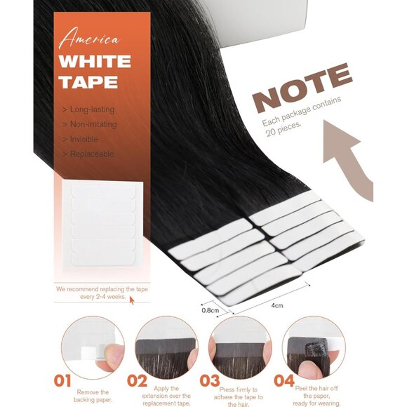 Tape in Hair Extensions Human Hair 22inch Long Straight Remy Natural - Picture 3 of 9